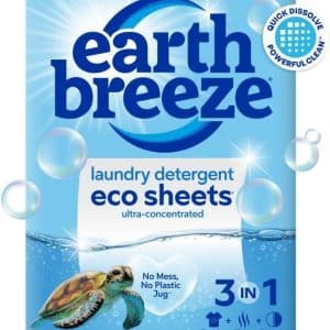 Earth Breeze Laundry Detergent Sheets Fresh Scent - 60 Loads Eco Liquidless Soap - Travel-Friendly for Hot & Cold Cycles, Tackles Tough Stains & Odors - Gentle on Skin, 30 Ct