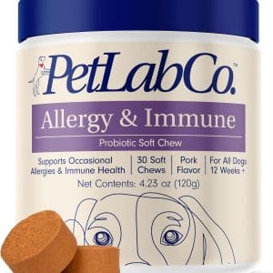 PetLab Co. Allergy & Immune Probiotics for Dogs, Support Seasonal Allergies, Gut & Digestive Health - Pork Flavor - 30 Soft Chews