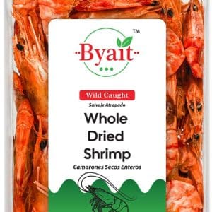 Byait Whole Dried Shrimp 5 Oz, Approx. 95 Pieces, Jumbo Dehydrated & Wild-Caught Shrimp for Snacks, Salads, Soups, Cooking & Ramen Toppings, No Additives