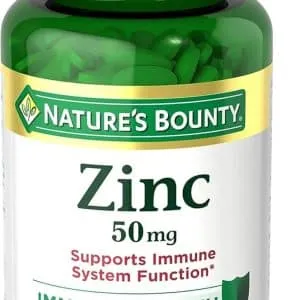 Natures Bounty Zinc 50mg, Immune Support & Antioxidant Supplement, Promotes Skin Health 250 Caplets