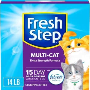 Fresh Step Clumping Cat Litter, Multi-Cat, Long Lasting Odor Control Kitty Litter with Activated Charcoal, Low Dust Formula, 14 lb