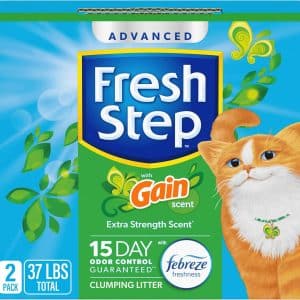 Fresh Step Advanced Clumping Litter with Febreze Freshness with Gain Scent, Fights Odor on Contact, 37 lbs. (2 x 18.5 lb. Box) (Package May Vary)