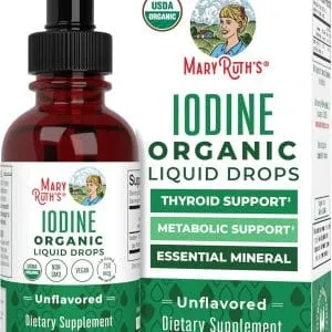 MaryRuth Organics Iodine Liquid Drops | Potassium Iodide | 1 Year Supply | 450 Servings | Thyroid Health | USDA Organic| Vegan | Non-GMO | Gluten Free | 1 Fl Oz