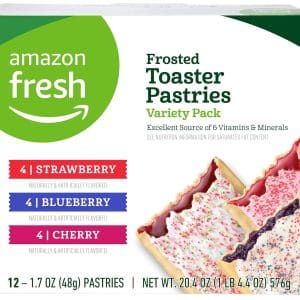 Amazon Fresh - Toaster Pastries Variety Pack (Strawberry, Blueberry, Cherry), Packing May Vary